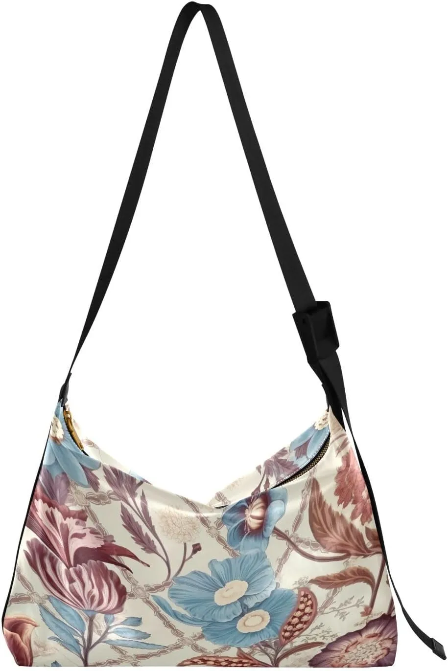 Floral Talavera Pattern Crossbody Bag Hobo Handbag Purse Fashion PU Leather Shoulder Bags for Women