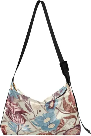 Floral Talavera Pattern Crossbody Bag Hobo Handbag Purse Fashion PU Leather Shoulder Bags for Women