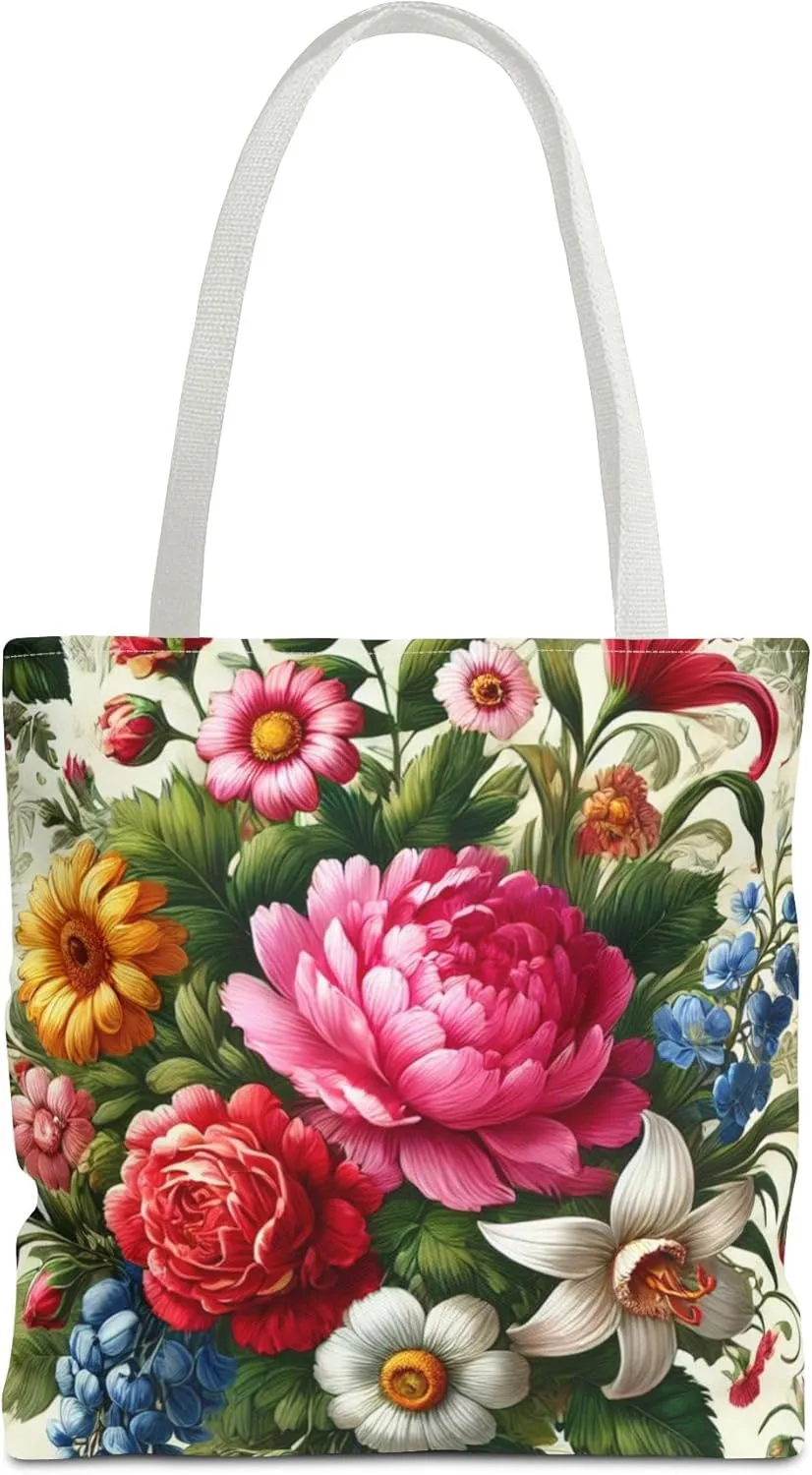 Floral Tote Bag for Women, Elegant Flower Pattern Reusable Shopping Bag, Beach Tote, Gift for Her, Travel Tote, Grocery Tote