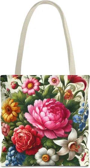 Floral Tote Bag for Women, Elegant Flower Pattern Reusable Shopping Bag, Beach Tote, Gift for Her, Travel Tote, Grocery Tote