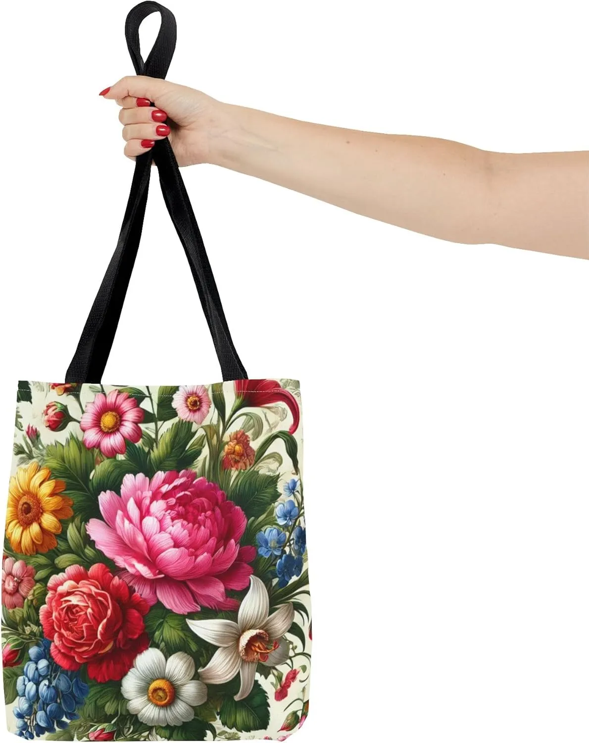 Floral Tote Bag for Women, Elegant Flower Pattern Reusable Shopping Bag, Beach Tote, Gift for Her, Travel Tote, Grocery Tote