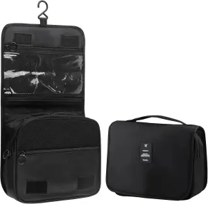 Foldable Hanging Travel Toiletry Bag,Waterproof Portable Travel Bags, Multifunction Travel Makeup Cosmetic Bag Organizer with Hanging Hook (Black)