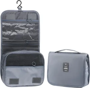 Foldable Hanging Travel Toiletry Bag,Waterproof Portable Travel Bags, Multifunction Travel Makeup Cosmetic Bag Organizer with Hanging Hook (Grey)