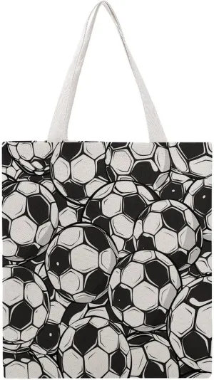 Footballs Canvas Tote Bag Casual Handbags Grocery Shopping Purses Work Bag for Women
