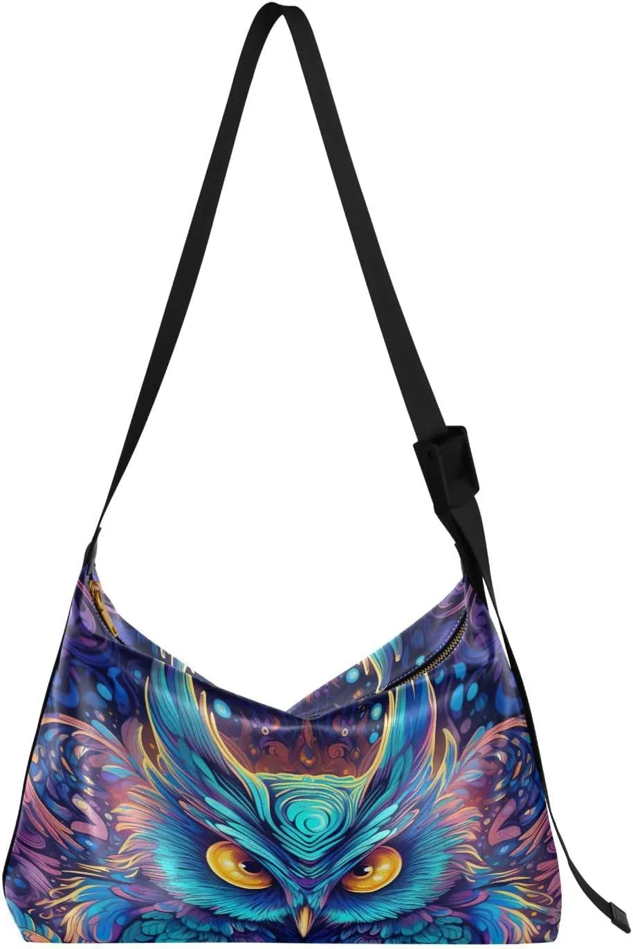 Forest Owl Crossbody Bag Hobo Handbag Purse Fashion PU Leather Shoulder Bags for Women