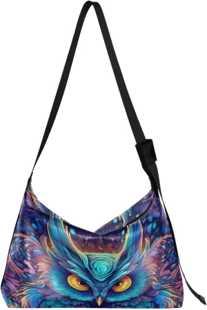 Forest Owl Crossbody Bag Hobo Handbag Purse Fashion PU Leather Shoulder Bags for Women