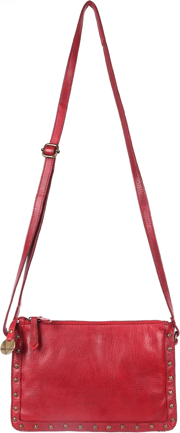 Genuine Italian Leather Boho Studded Crossbody Shoulder Bag - Stylish, Durable, & Perfect for Everyday Use for women
