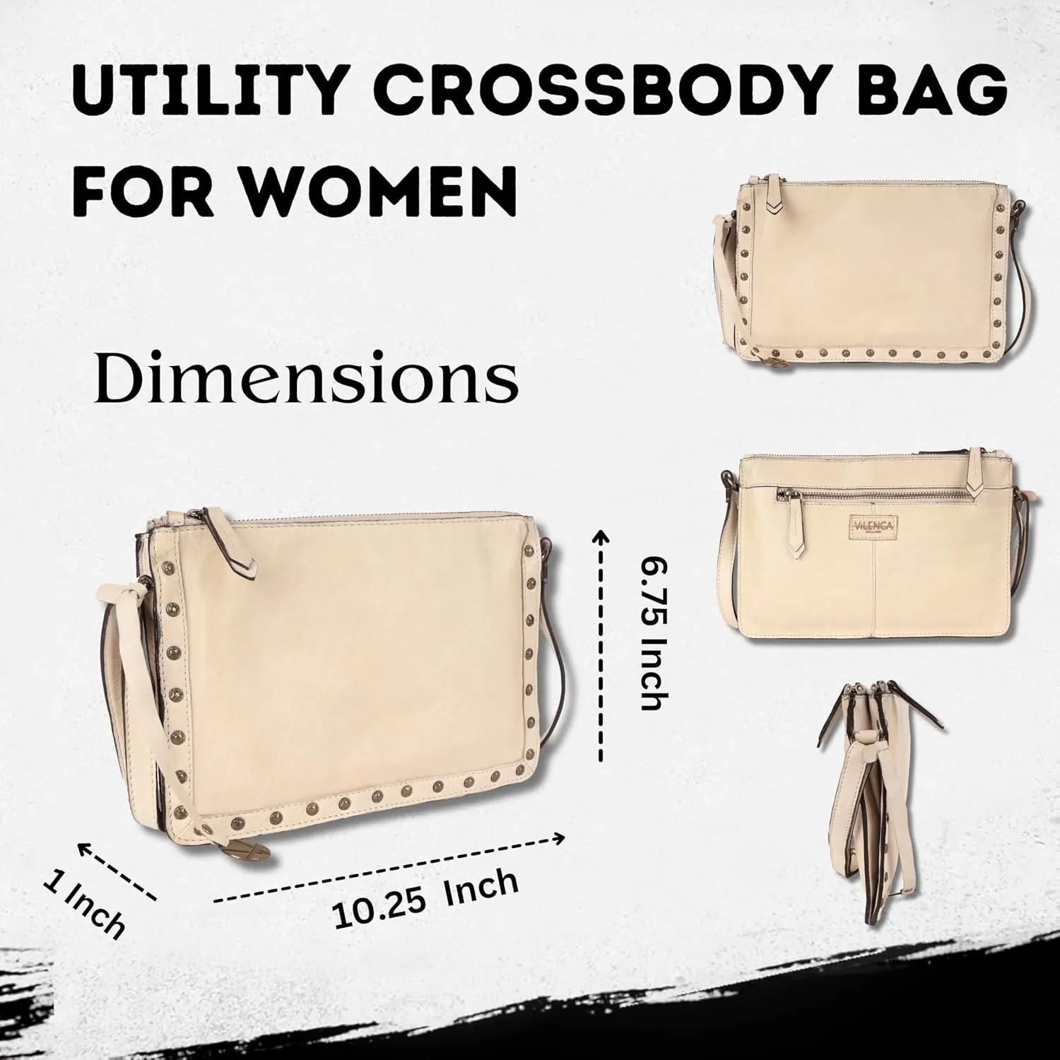 Genuine Italian Leather Boho Studded Crossbody Shoulder Bag - Stylish, Durable, & Perfect for Everyday Use for women