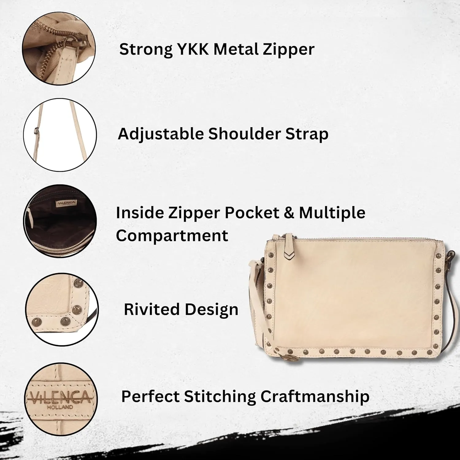 Genuine Italian Leather Boho Studded Crossbody Shoulder Bag - Stylish, Durable, & Perfect for Everyday Use for women