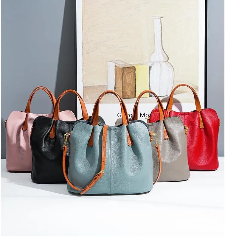 Genuine Leather Tote Bag for Women, Women's Leather Shoulder Bags Purses Satchel Handbags for Daily