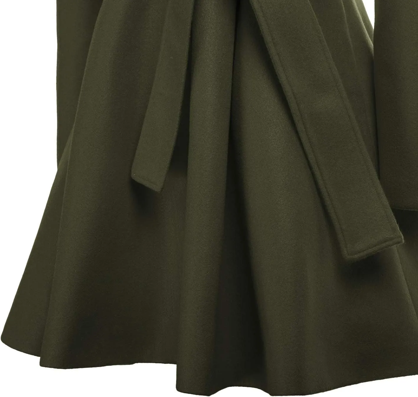 GRACE KARIN Women's Notch Lapel Long Puff Sleeve a Line Pea Coat with Self Tie Belt