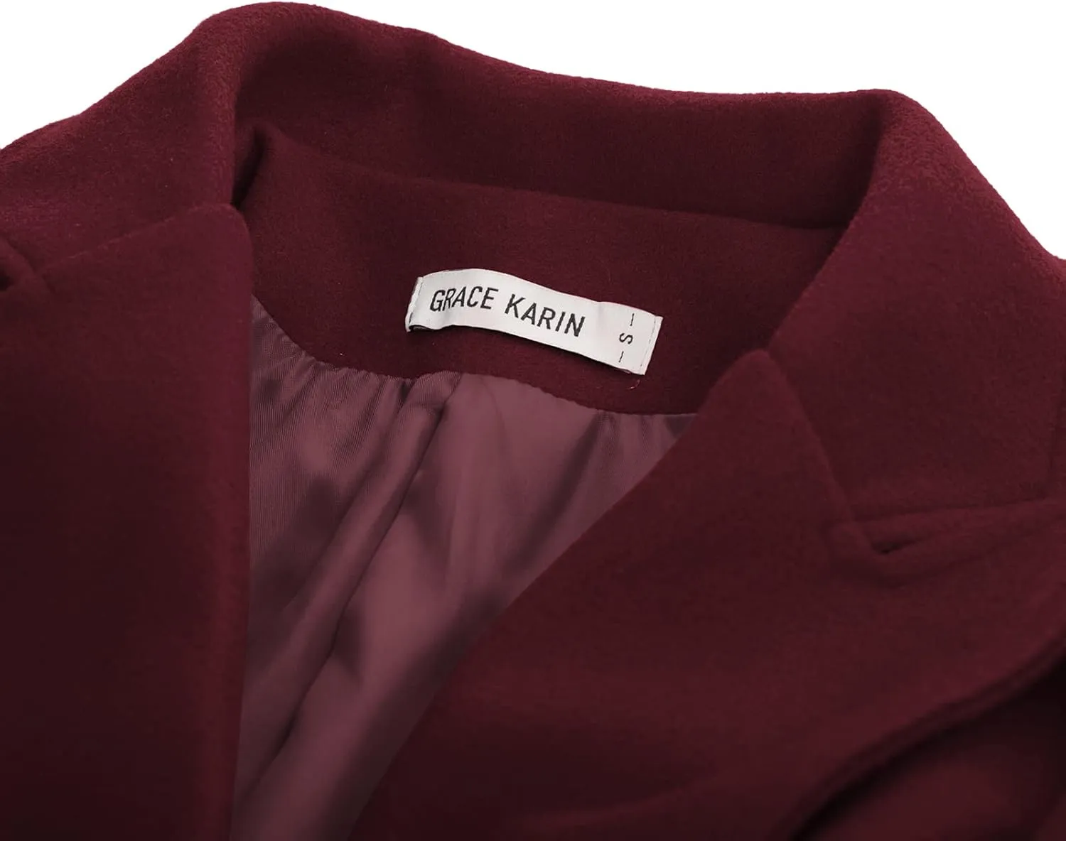 GRACE KARIN Women's Notch Lapel Long Puff Sleeve a Line Pea Coat with Self Tie Belt
