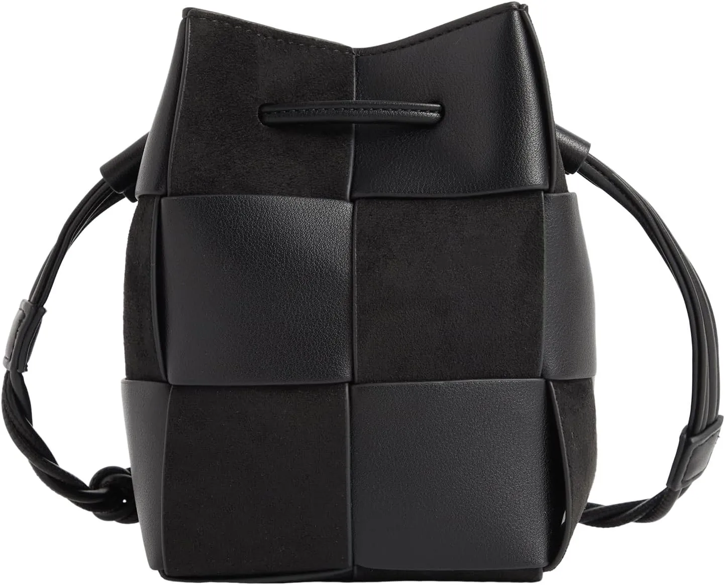 JACD Women's Woven Bucket Bag, Autumn Sports Crossbody Square Drawstring Leather Shoulder Bags (heise)