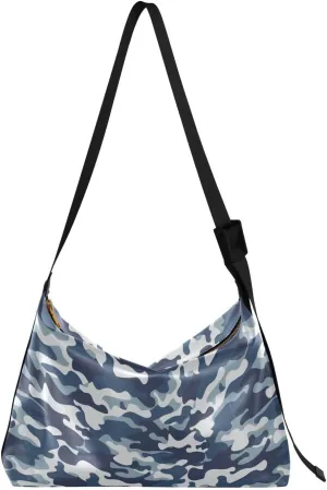 Kigai Blue Camouflage Crossbody Bag Hobo Handbag Purse Fashion PU Leather Shoulder Bags for Women