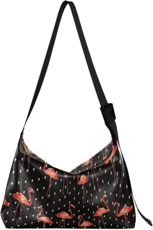 Kigai Flamingos Dots Crossbody Bag Hobo Handbag Purse Fashion PU Leather Shoulder Bags for Women