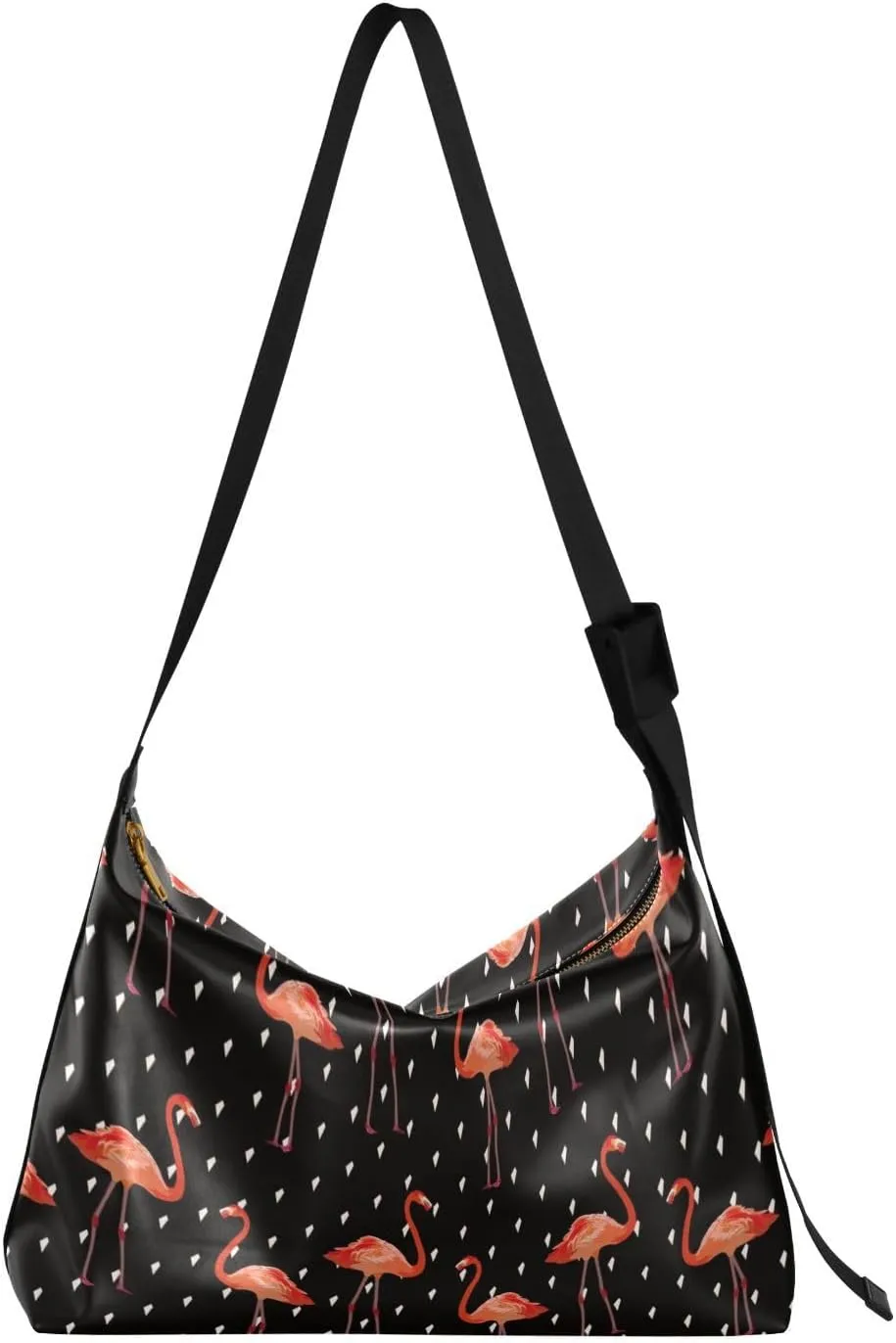 Kigai Flamingos Dots Crossbody Bag Hobo Handbag Purse Fashion PU Leather Shoulder Bags for Women