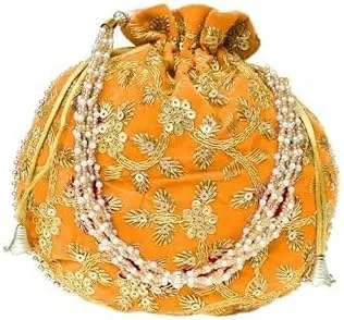 KUMKUM FASHIONS Handmade Women's Purse Embroidered Purse Potli Bag Pouch Drawstring Bag Wedding Favor Return Gift