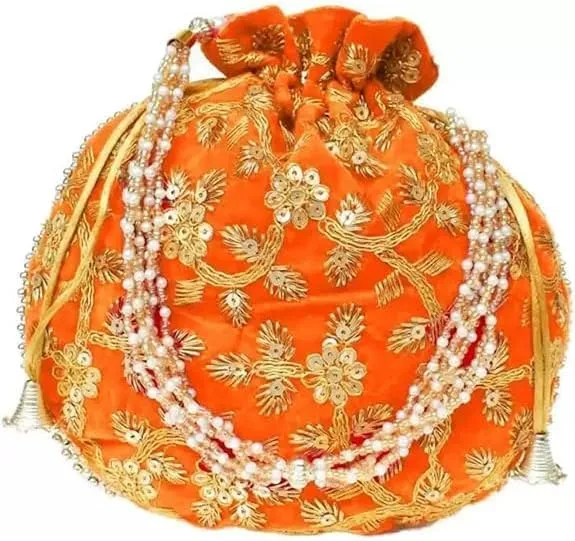 KUMKUM FASHIONS Handmade Women's Purse Embroidered Purse Potli Bag Pouch Drawstring Bag Wedding Favor Return Gift