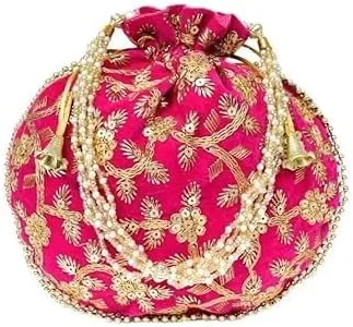 KUMKUM FASHIONS Handmade Women's Purse Embroidered Purse Potli Bag Pouch Drawstring Bag Wedding Favor Return Gift
