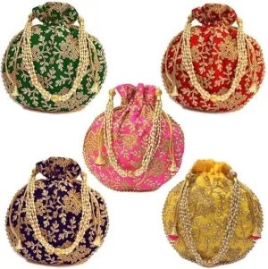 KUMKUM FASHIONS Handmade Women's Purse Embroidered Purse Potli Bag Pouch Drawstring Bag Wedding Favor Return Gift