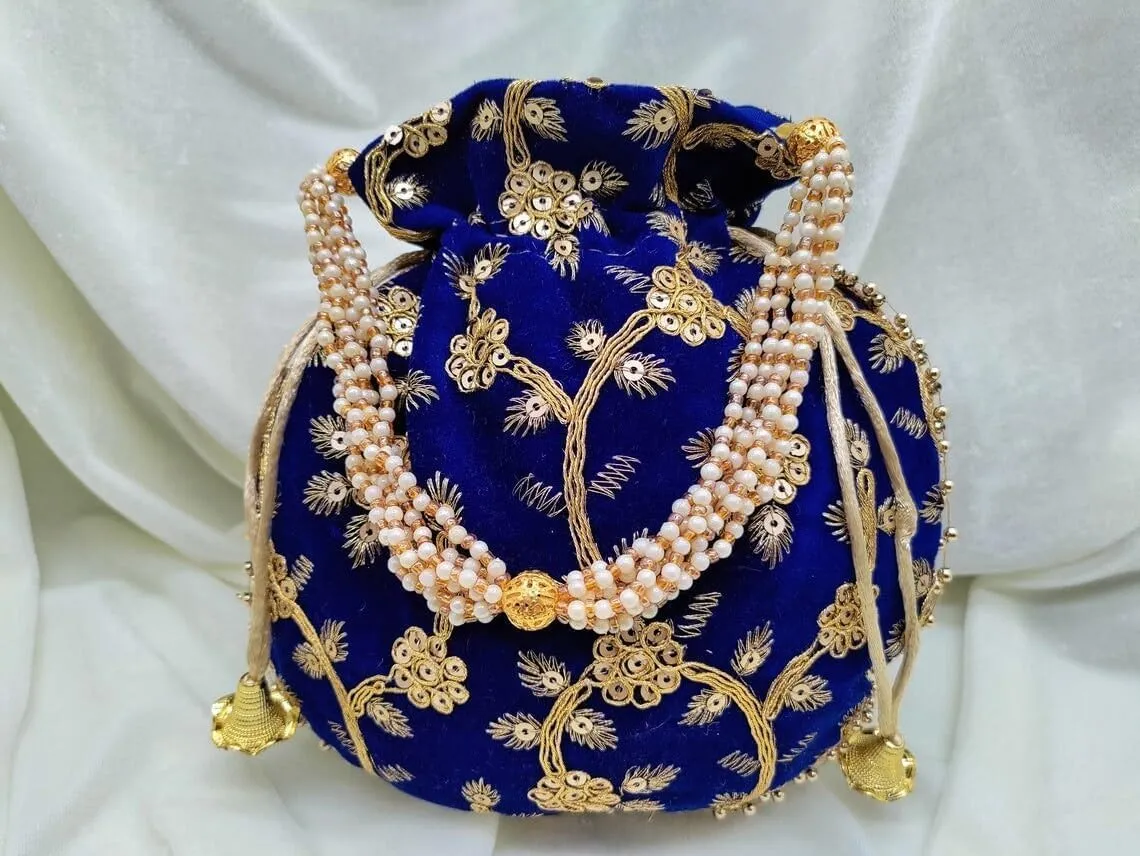 KUMKUM FASHIONS Indian Handmade Women's Embroidered Clutch Purse Potli Bag Pouch Drawstring Bag Wedding | Potli Bag Pouch