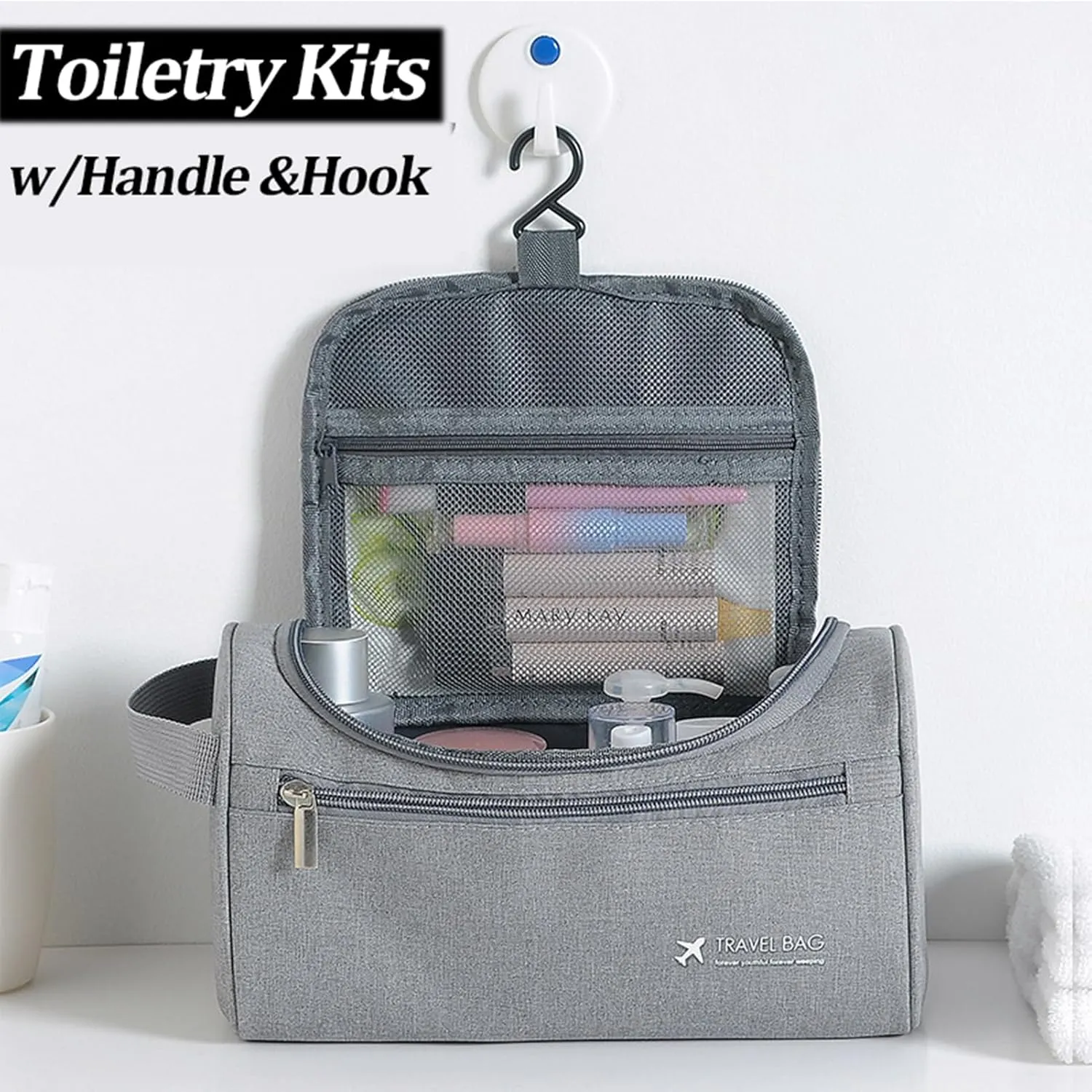 L & FY Portable Toiletry Bag For Men, Small Shaving Travel Bag,Dopp Kits For Toiletries, Travel Accessories, Essentials (Black)