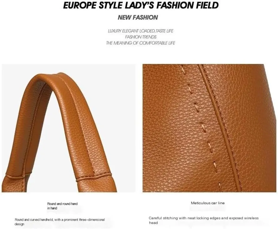 Ladies' Fashion Retro Underarm Bag Solid Color Soft Face Handheld Shoulder Bag Including Inner Bag(Brown)