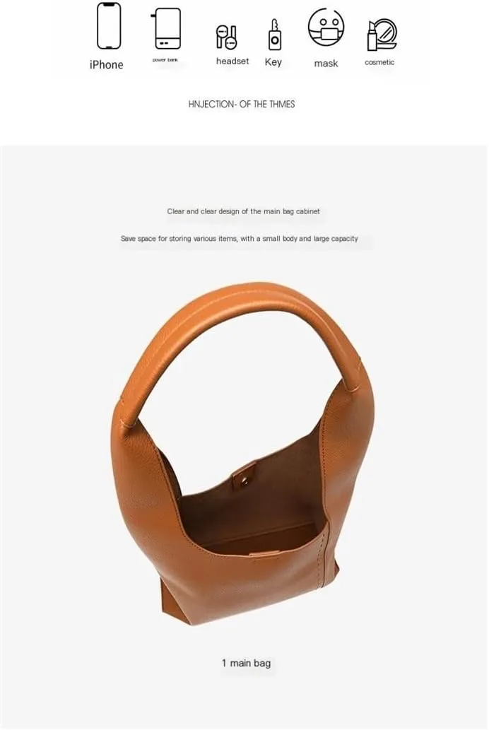 Ladies' Fashion Retro Underarm Bag Solid Color Soft Face Handheld Shoulder Bag Including Inner Bag(Brown)