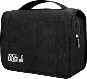 L&FY Hanging Travel Toiletry Bag Women's Cosmetic Organizer Makeup Pouch Men's Dopp Kits With Handle (Denim Black)