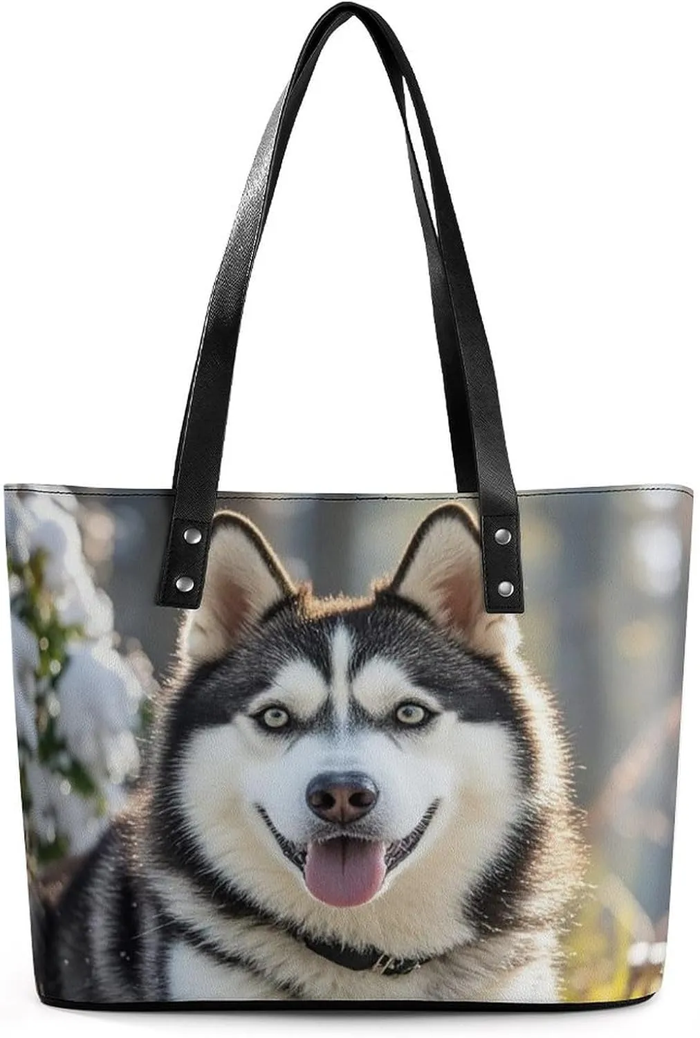 Leather Tote Bag Crossbody Bags for Women Fashion Top Handle Handbag Adorable Huskies Ladies Shoulder Bags Casual Beach Bag Gym Bages Ladies Purses for Shopping Work Travel
