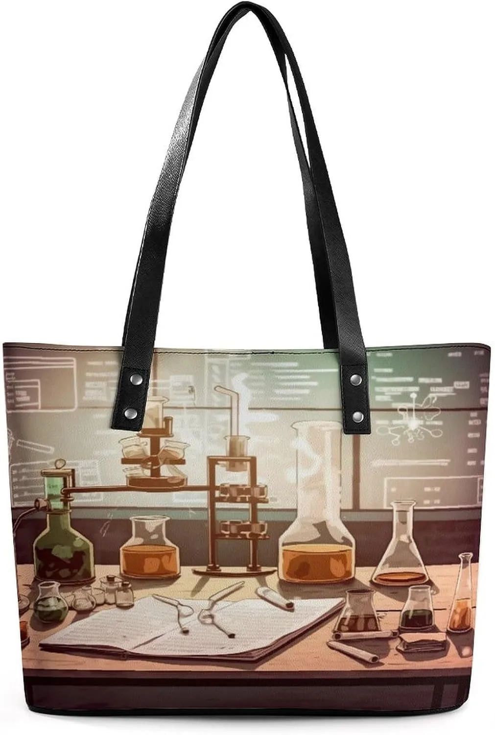 Leather Tote Bag Crossbody Bags for Women Fashion Top Handle Handbag Chemistry Lab Ladies Shoulder Bags Casual Beach Bag Gym Bages Ladies Purses for Shopping Work Travel