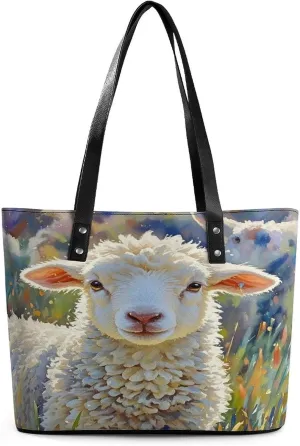 Leather Tote Bag Crossbody Bags for Women Fashion Top Handle Handbag Color Sheep Ladies Shoulder Bags Casual Beach Bag Gym Bages Ladies Purses for Shopping Work Travel