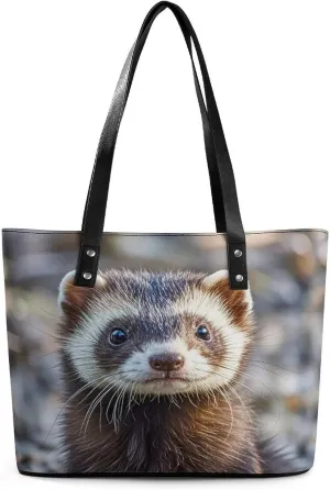 Leather Tote Bag Crossbody Bags for Women Fashion Top Handle Handbag Hairy Ferret Ladies Shoulder Bags Casual Beach Bag Gym Bages Ladies Purses for Shopping Work Travel