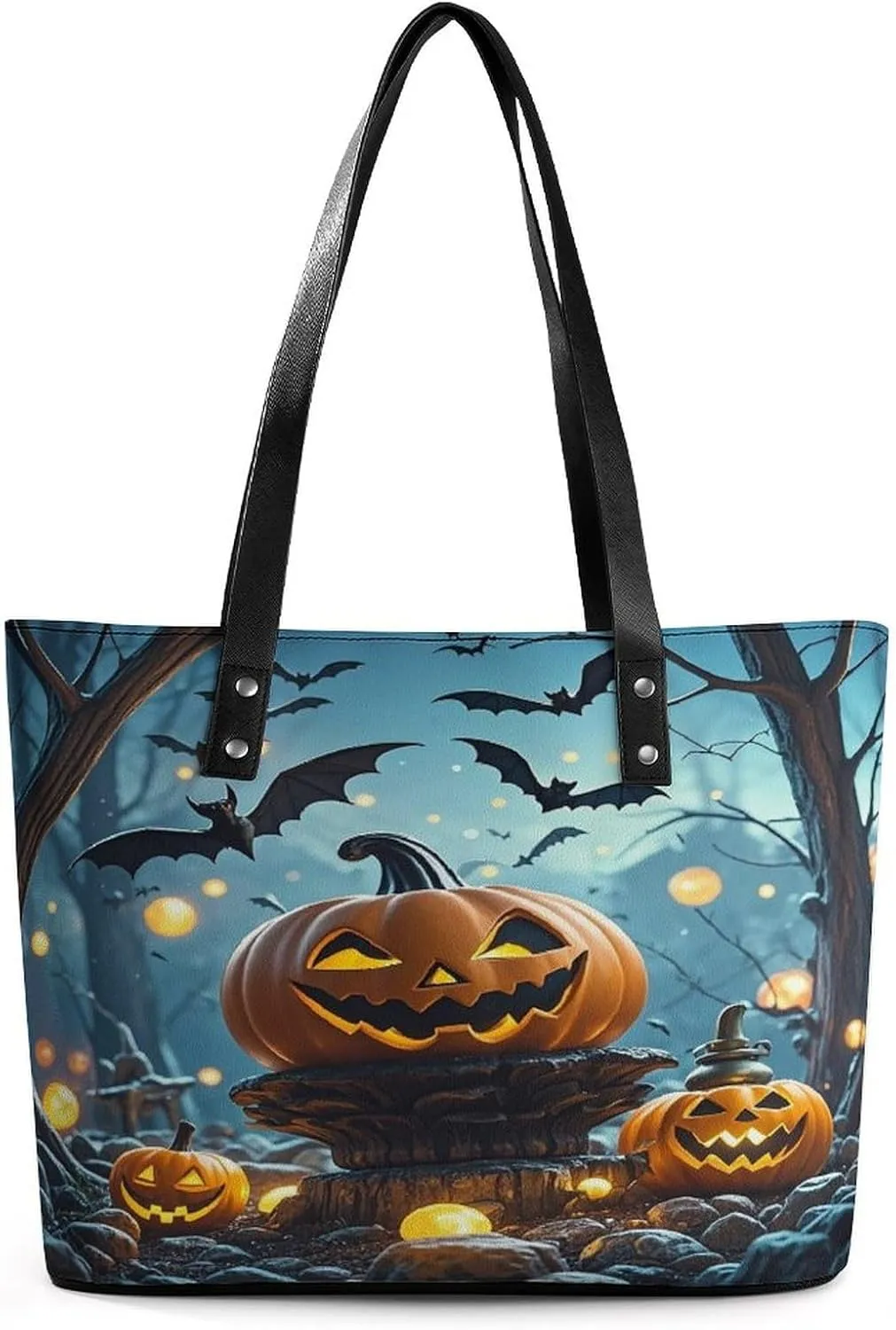 Leather Tote Bag Crossbody Bags for Women Fashion Top Handle Handbag Halloween Flying Bats Ladies Shoulder Bags Casual Beach Bag Gym Bages Ladies Purses for Shopping Work Travel