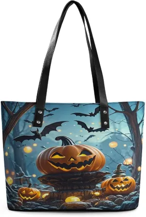 Leather Tote Bag Crossbody Bags for Women Fashion Top Handle Handbag Halloween Flying Bats Ladies Shoulder Bags Casual Beach Bag Gym Bages Ladies Purses for Shopping Work Travel