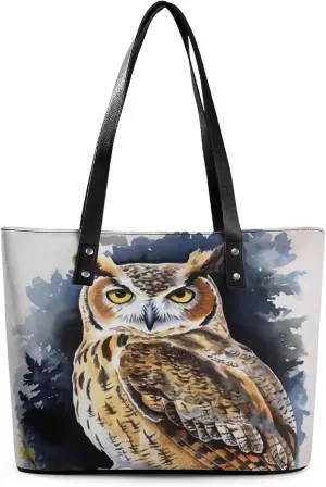 Leather Tote Bag Crossbody Bags for Women Fashion Top Handle Handbag Owl Ladies Shoulder Bags Casual Beach Bag Gym Bages Ladies Purses for Shopping Work Travel