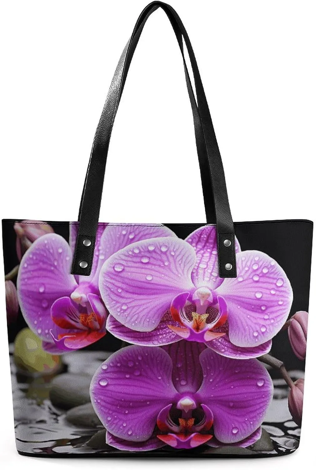 Leather Tote Bag Crossbody Bags for Women Fashion Top Handle Handbag Purple Orchid Ladies Shoulder Bags Casual Beach Bag Gym Bages Ladies Purses for Shopping Work Travel