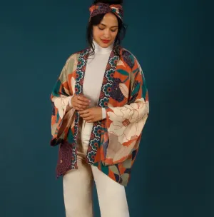 Luxe Winter Floral Kimono Jacket