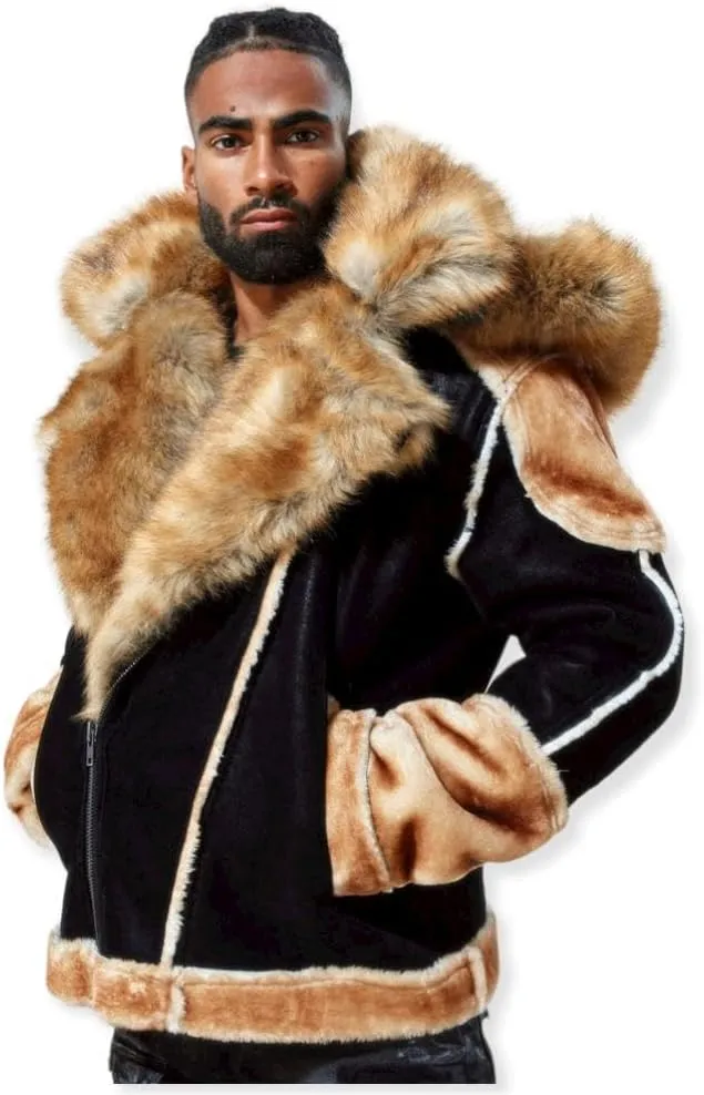 Men EL Jefe Shearling Moto Jacket (Black)