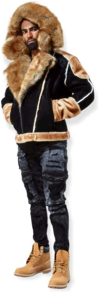 Men EL Jefe Shearling Moto Jacket (Black)