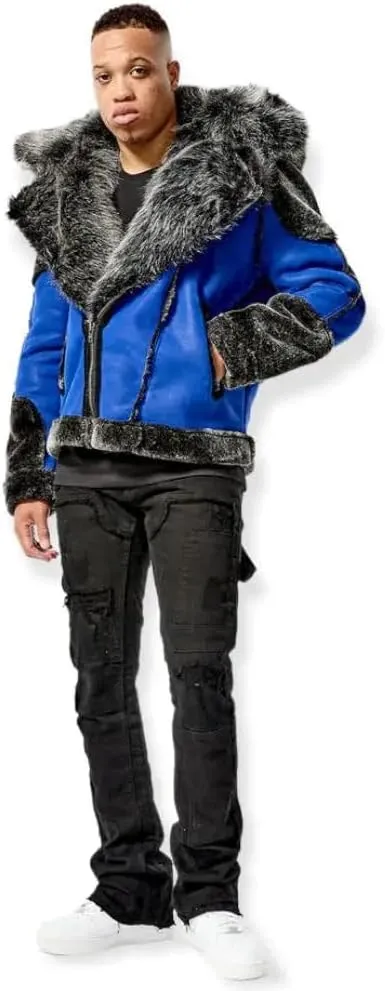 Men EL Jefe Shearling Moto Jacket (Black)