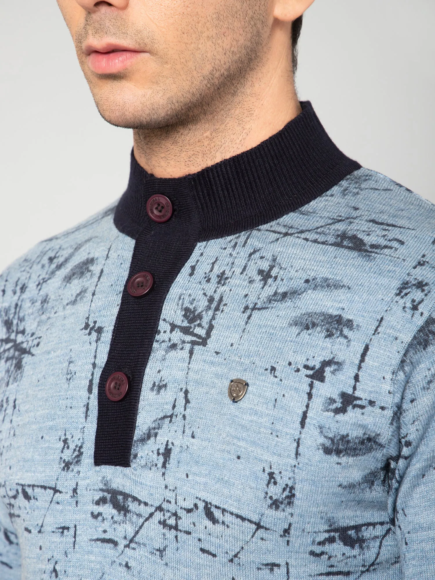 Men Sky Blue Sweater