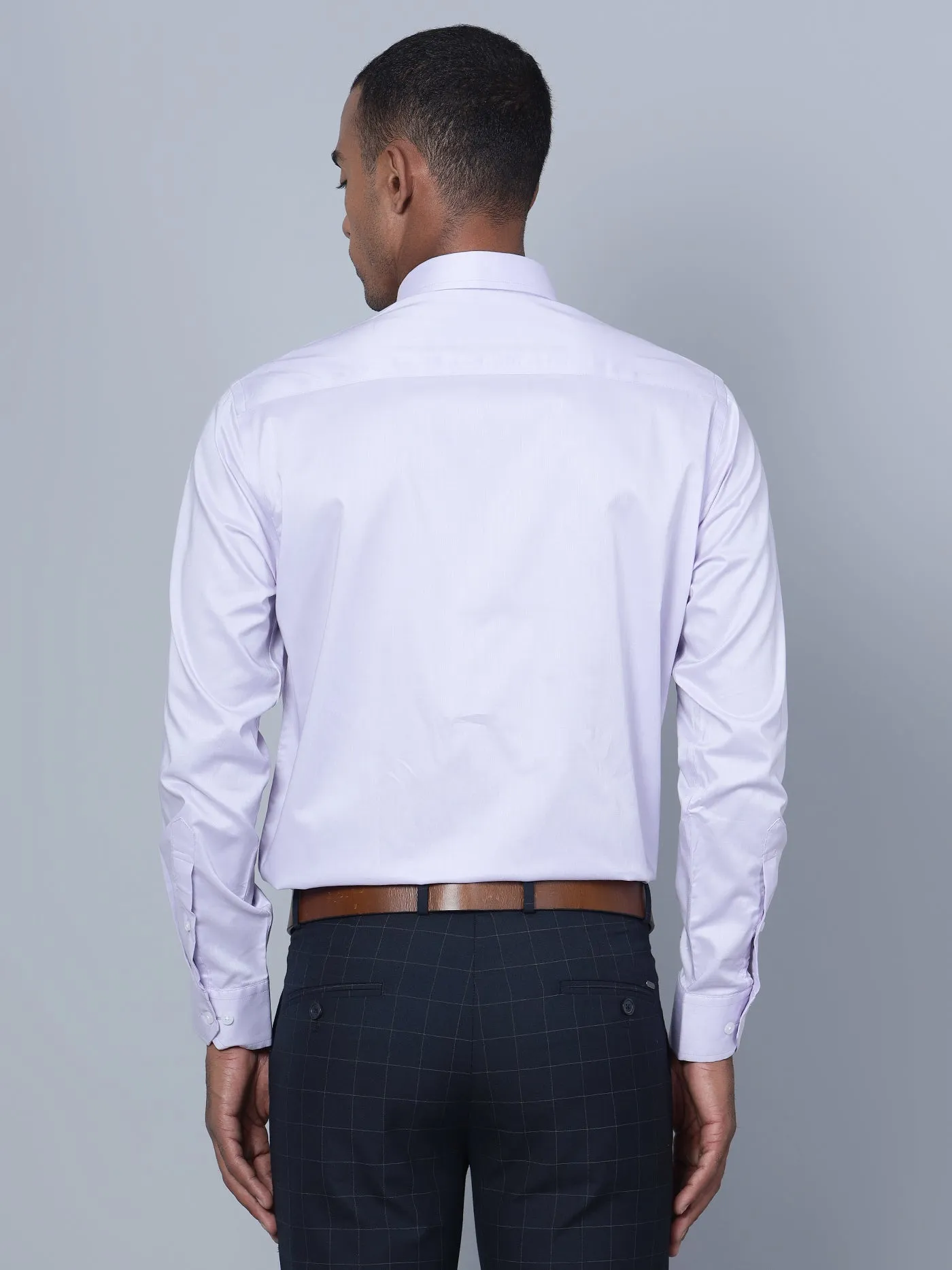 Men's Lilac Formal Plain Stretch Full Sleeve Shirt