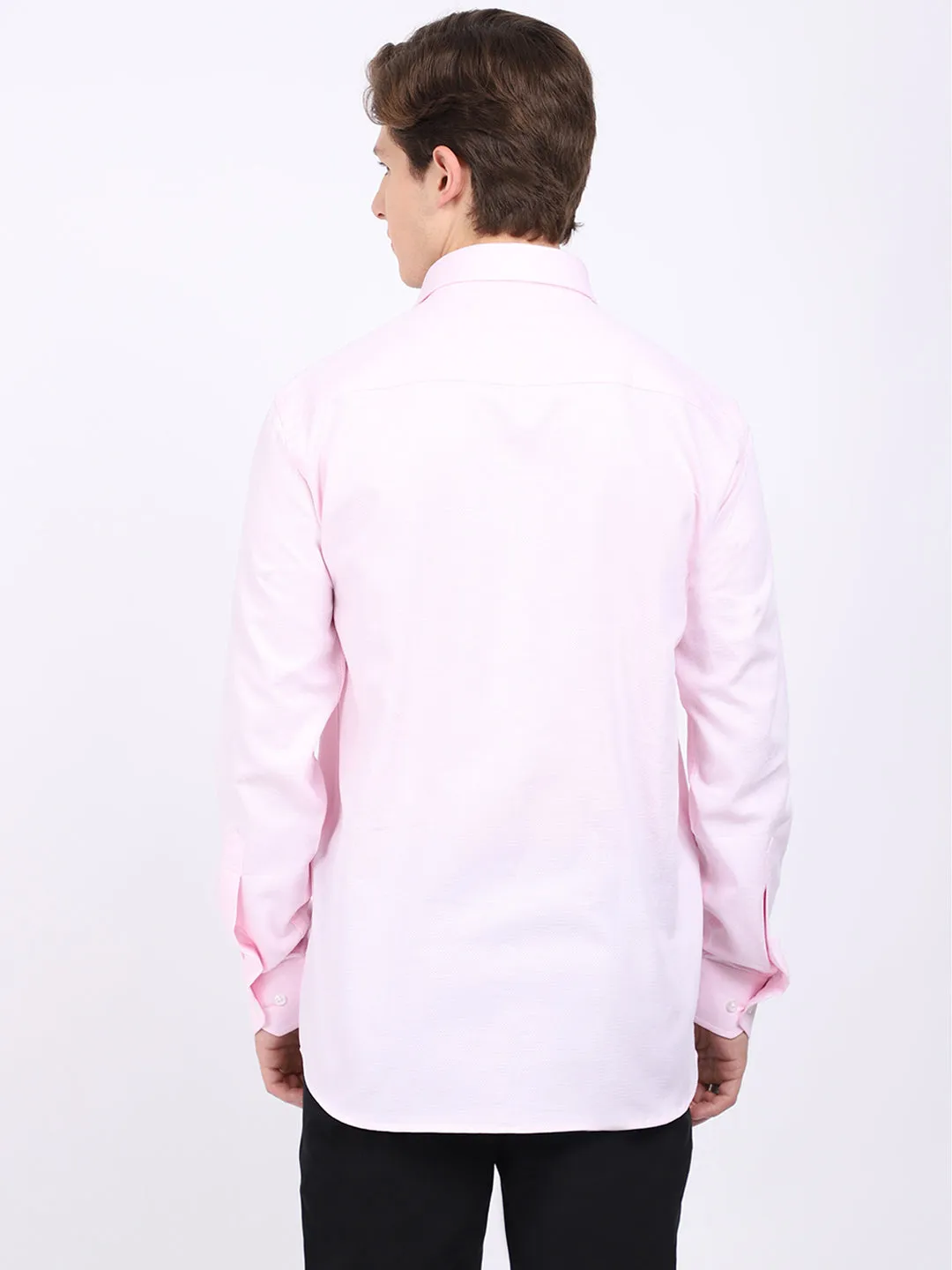 Men's Pink Formal Self textured Full Sleeve Shirt