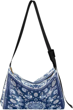 Mexican Ceramic Tiles Crossbody Bag Hobo Handbag Purse Fashion PU Leather Shoulder Bags for Women