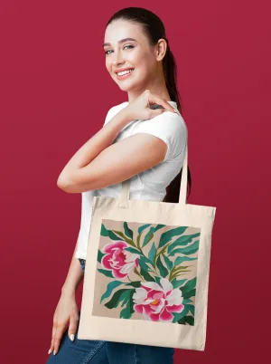 Peonies - Natural Tote Bag ~ Sharon Dawn Collection
