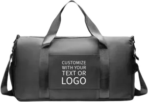 Personalized Gym Bag - Custom Duffle Bag for Men and Women (Grey with your text)