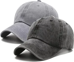 PFFY 2 Packs Vintage Washed Distressed Baseball Cap Golf Dad Hat for Men Women