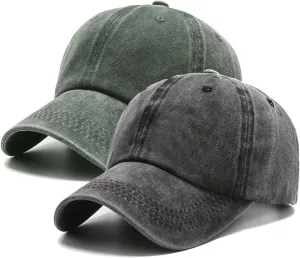 PFFY 2 Packs Vintage Washed Distressed Baseball Cap Golf Dad Hat for Men Women