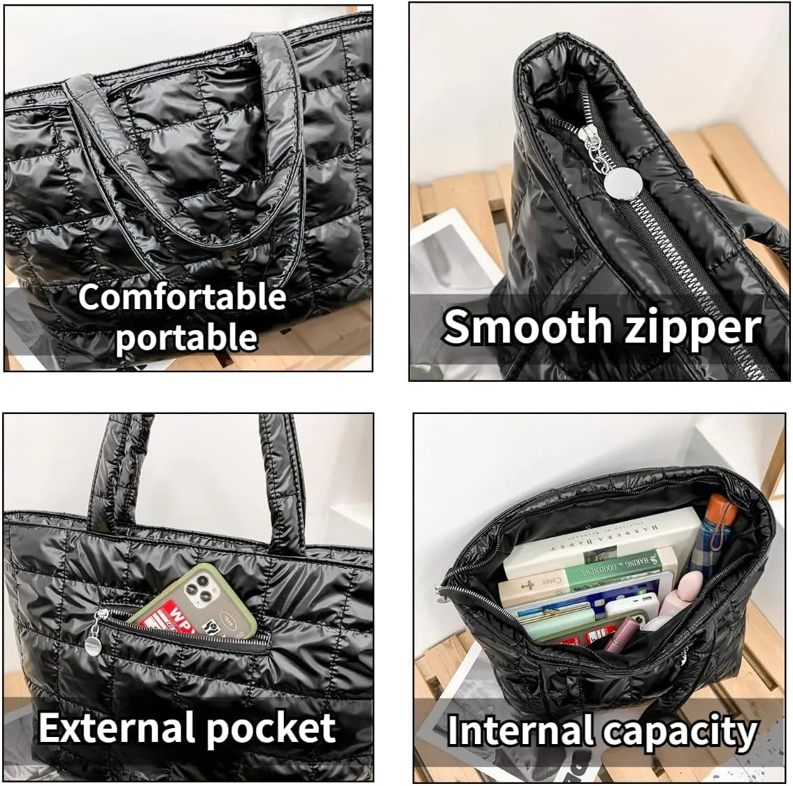 Puffer Purses for Women Crossbody Bag Quilted Shoulder Bags Top-Handle Bag
